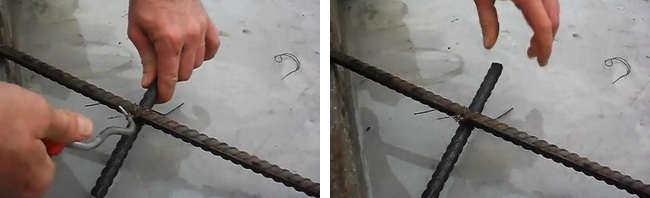 Закручивание арматуры вязальной проволокой
